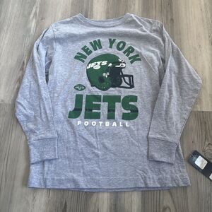 NWT NFL NY Jets Long Sleeved Gray T Shirt Kids Large 7